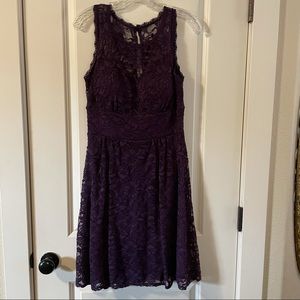 Gorgeous Dressbarn Purple Lace Fit and Flare/A-Line Sleeveless Lined Dress 8